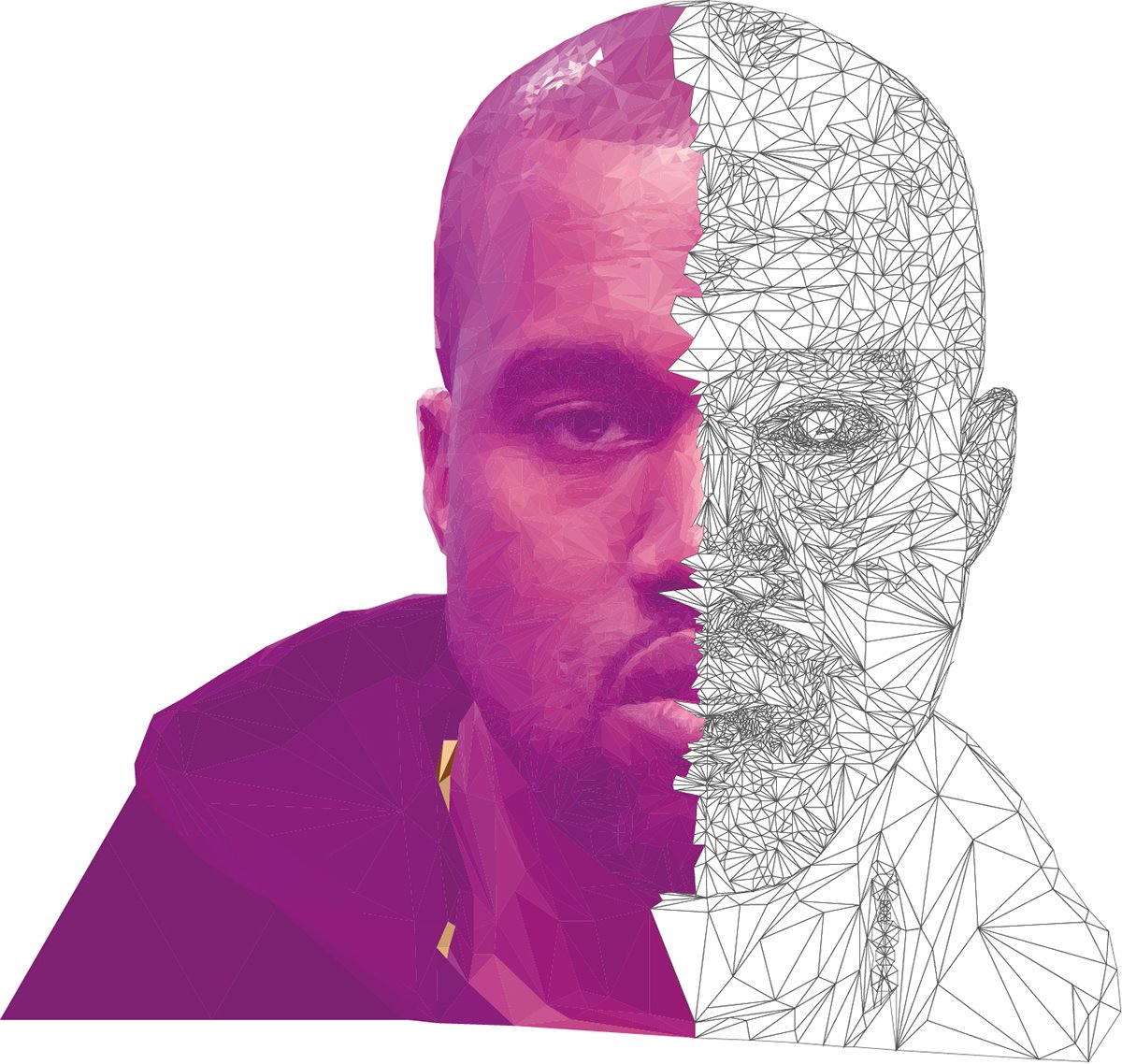 Kanye West - Low Poly High Poly Portrait