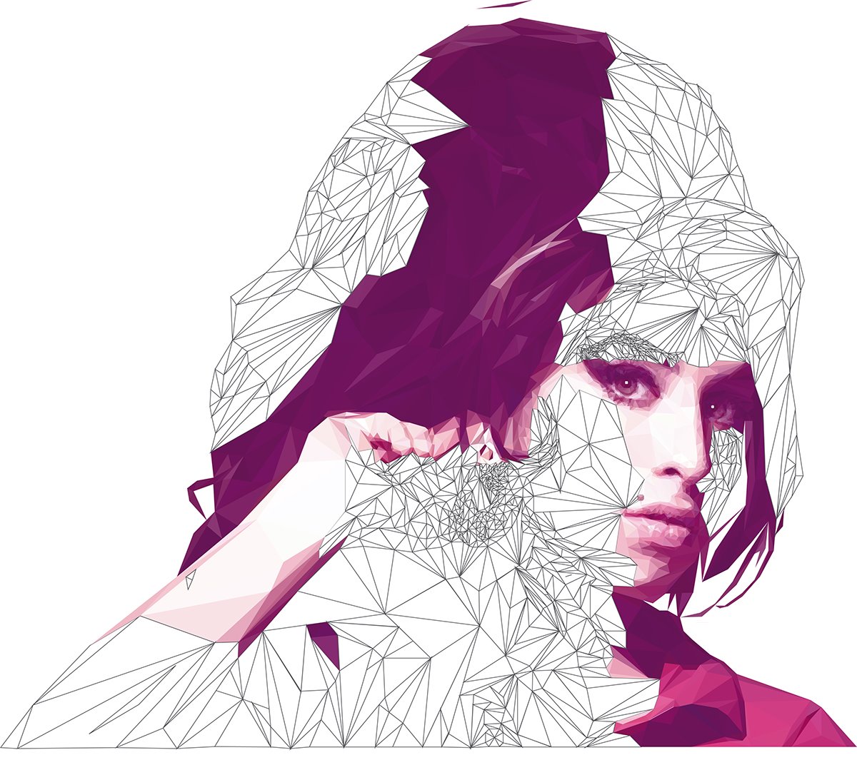 Amy Winehouse - Low Poly High Poly Portrait