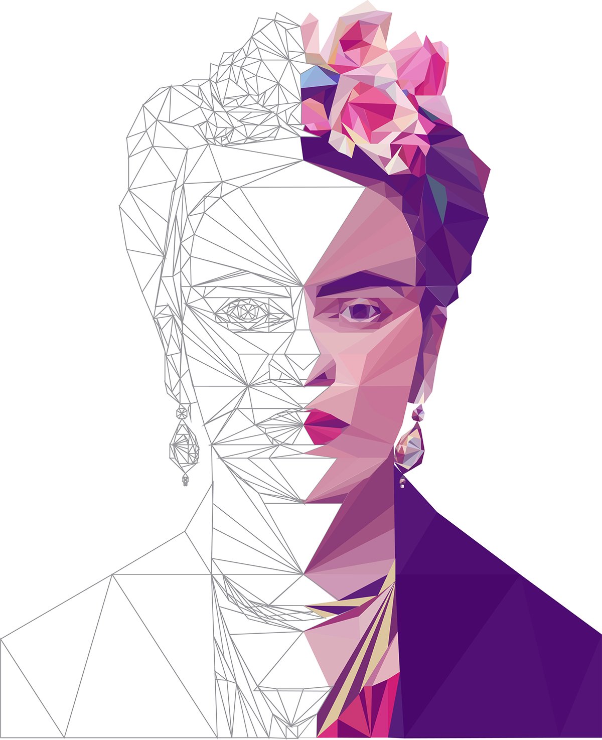 Frida Kahlo- Low Poly High Poly Portrait