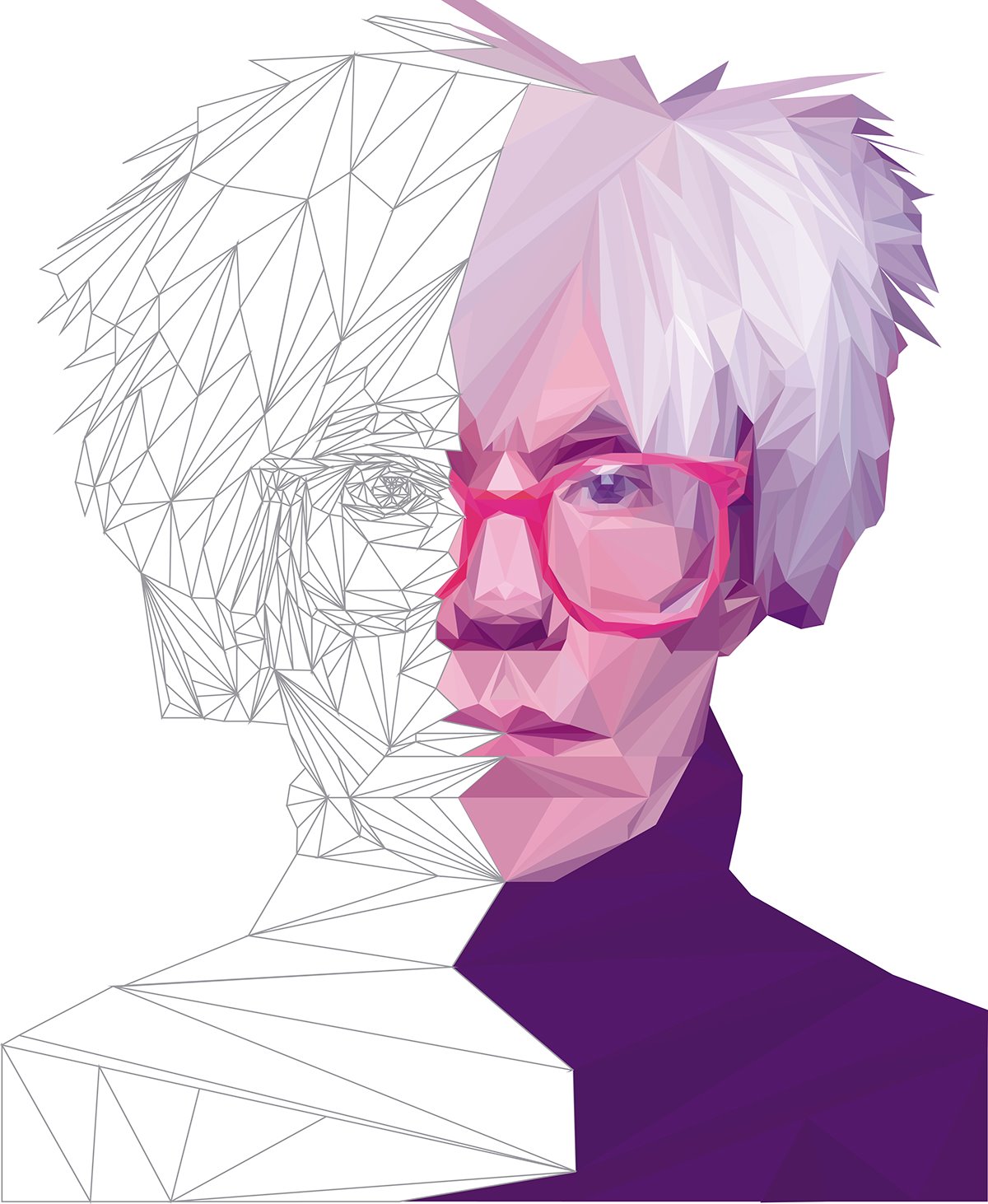Andy Warhol - Low Poly High Poly Portrait