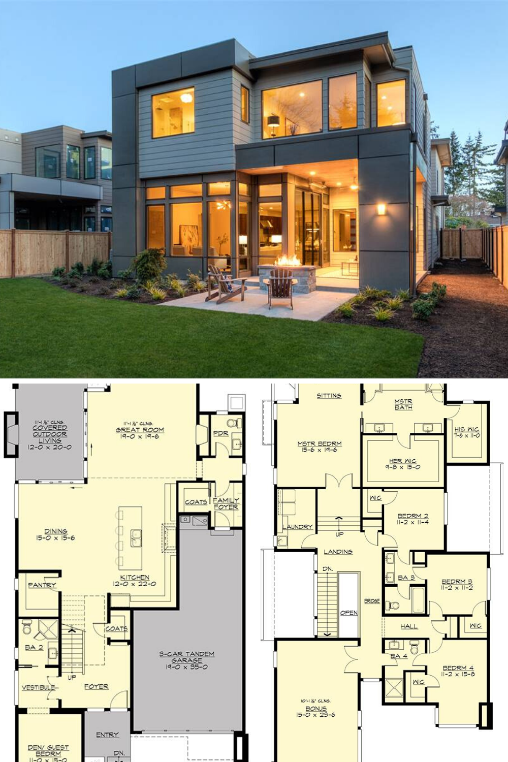 Two Story 4 Bedroom Sunoria Contemporary Style Home Floor Plan On 