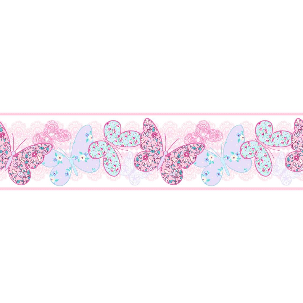 Noordwand Kids at Home Wallpaper Border Butterfly Pink and Blue on ...