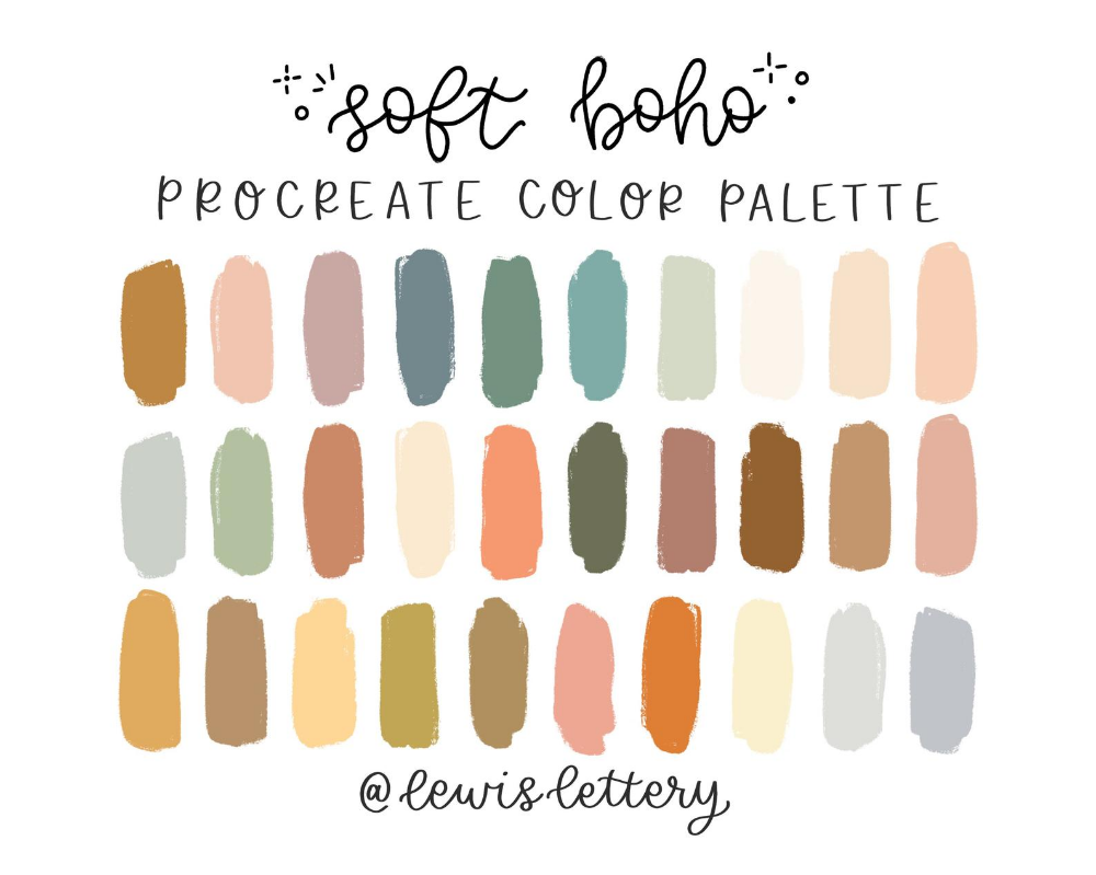 Soft Boho PROCREATE COLOR PALETTE Color Swatches Ipad – Etsy on ...