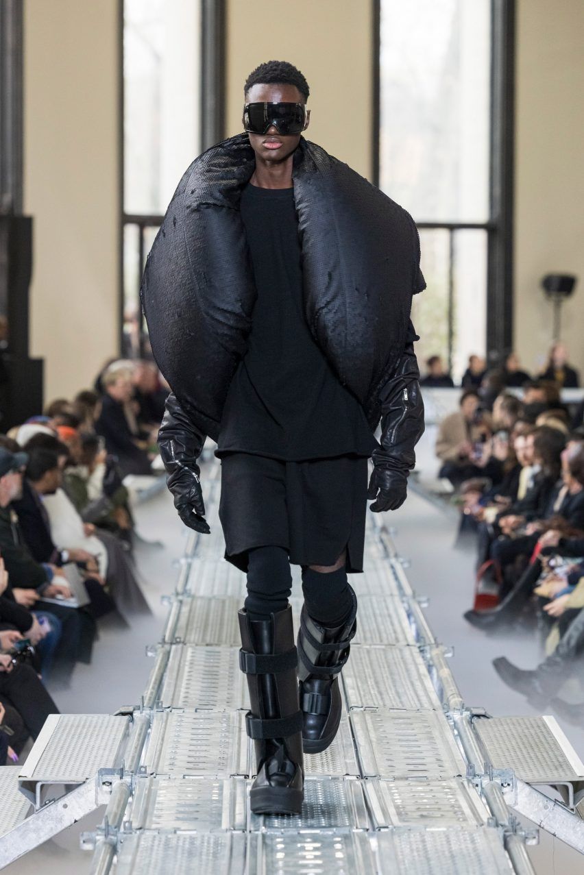 Rick Owens references architectural silhouettes on industrial runway at ...